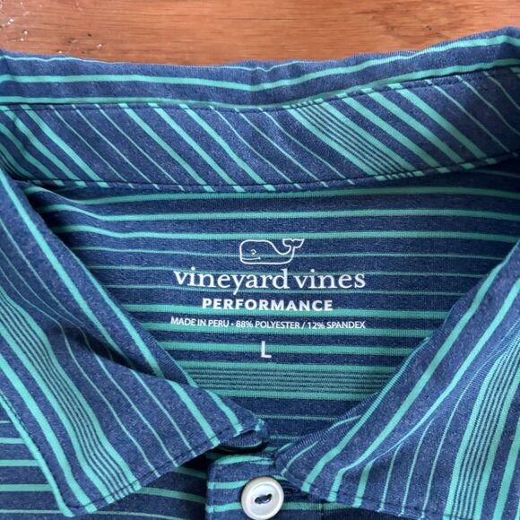 Vineyard Vines Shirt Mens L Performance Polo Shingle Creek Golf Club Striped‎ - Picture 4 of 8